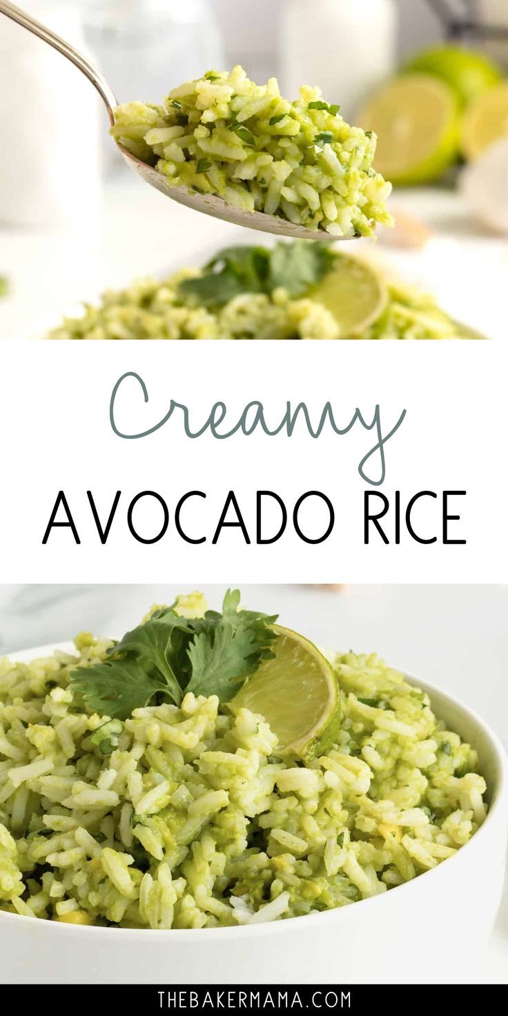 creamy avocado rice with cilantro and lime