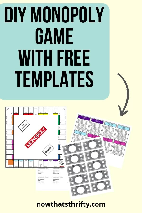 the monopoly game with free templates and instructions to make it easier for kids to play