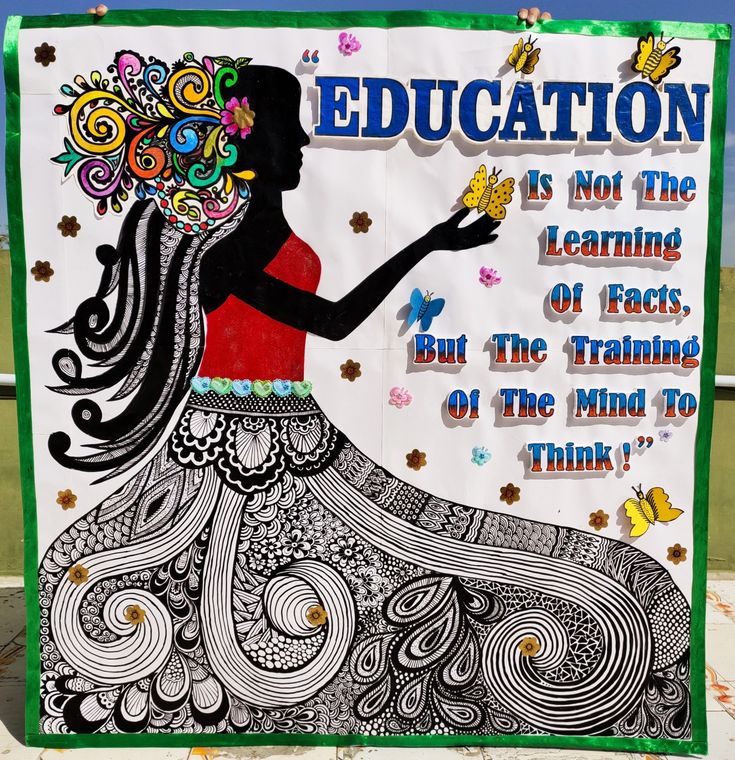 a sign with an image of a woman holding a butterfly in her hand that says education is not the learning of faces, but the training of the mind to think