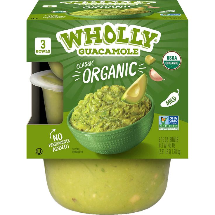 a box of whole guacamole is shown