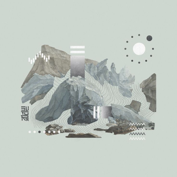 an abstract mountain scene with rocks and mountains