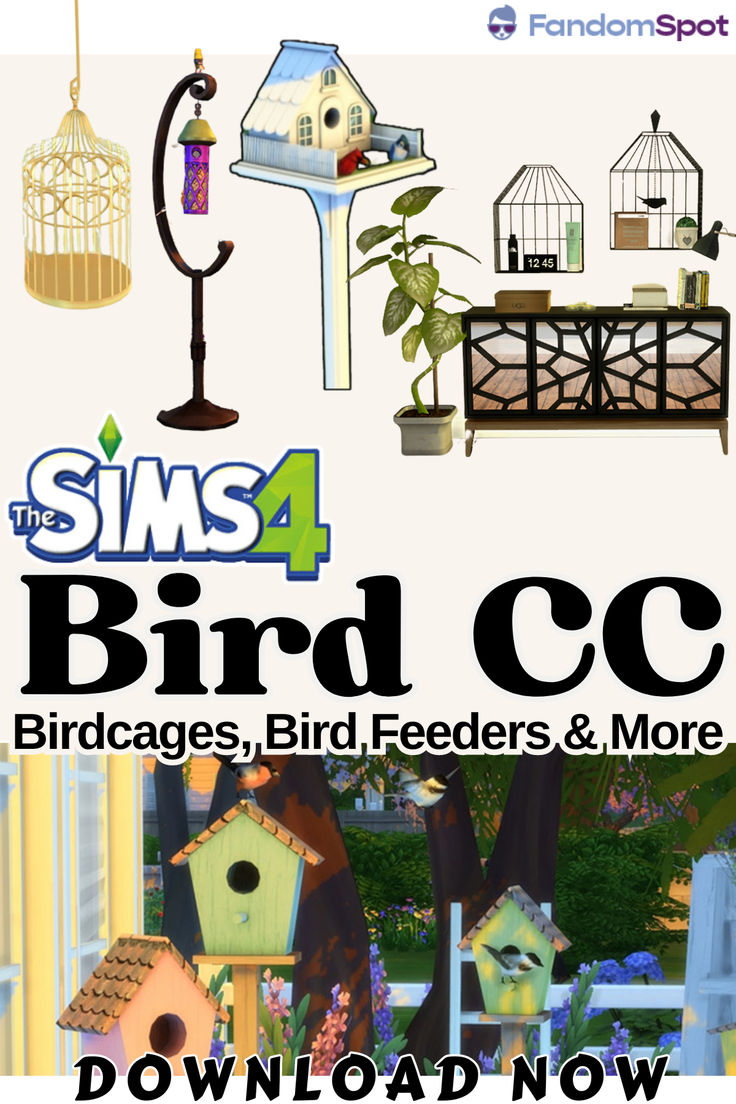 the front cover of sims 4 bird coop, with pictures of birds in their cages