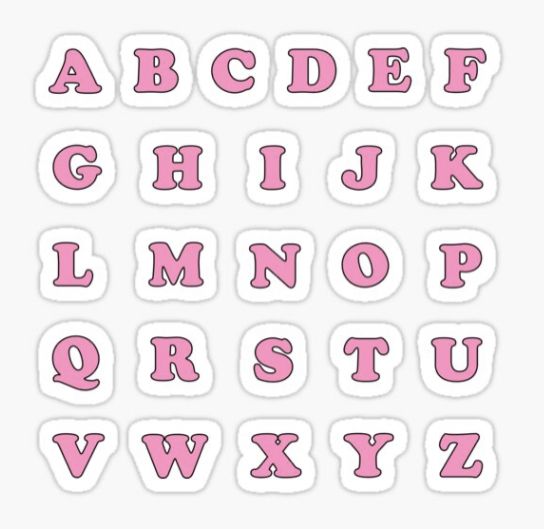 the alphabet is pink and white sticker