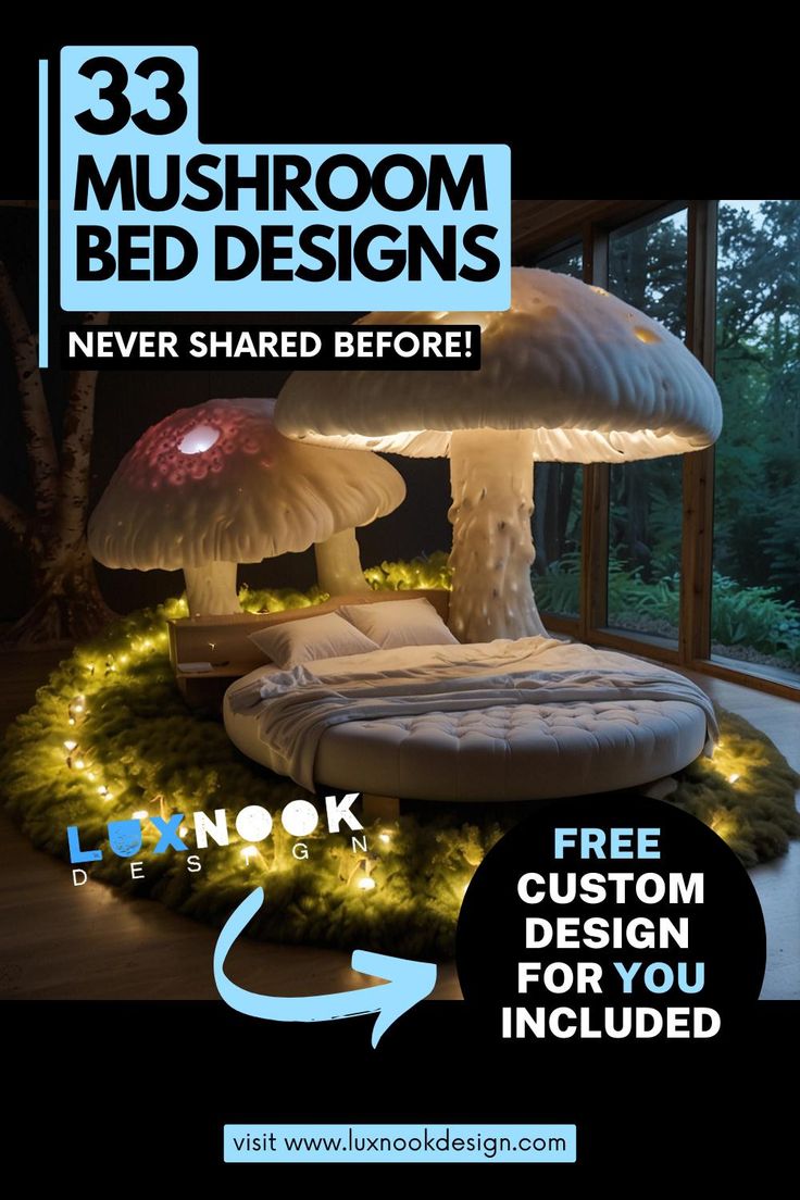 Mushroom Themed Beds: Where Every Night is an Enchanted Slumber Mushroom Bed, Mythical Forest, Fairy Adventure, Enchanted Forest Theme, Giant Mushroom, Whimsical Bedroom, Enchanted Fairies, Incredible Hulk, Enchanted Forest