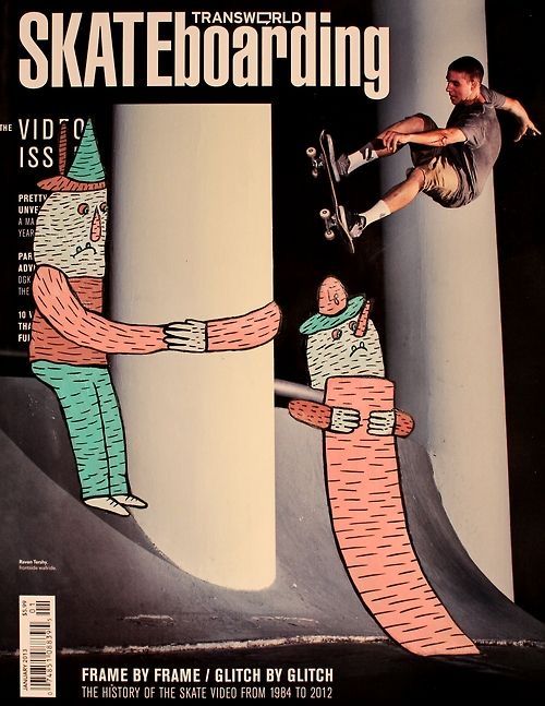 a man riding a skateboard on top of a magazine cover