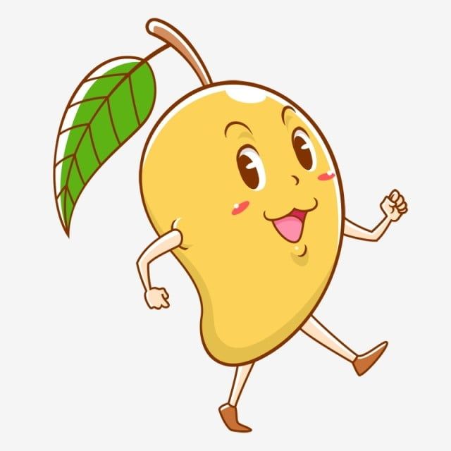 a cartoon lemon running with a leaf on its back