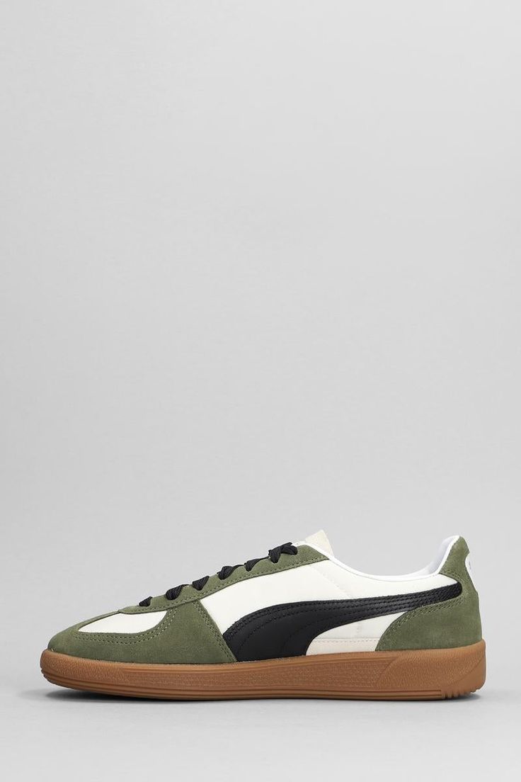 Palermo OG Sneakers in green Suede and fabric, laces, logo on upper tongue, contrast detail, backside logo, side patch logo, rubber outsole, Made in VietnamGender: MenMaterial: SUEDE AND FABRICColor: GREENMade in: THProduct ID: 392847_383011*Import tax/duty will be calculated at checkout (If applicable) Green High-top Sneakers With Contrast Sole For Streetwear, Green Leather Sneakers For Sports, Green High-top Sneakers With Rubber Waffle Outsoles For Sports, Modern Lace-up High-top Sneakers With Logo Patch, Green Sneakers With Rubber Waffle Outsoles For Streetwear, Green Leather Sporty Sneakers, Sporty Green Sneakers With Contrast Sole, Sporty Green Leather High-top Sneakers, Sporty High-top Sneakers With Logo Patch For Streetwear