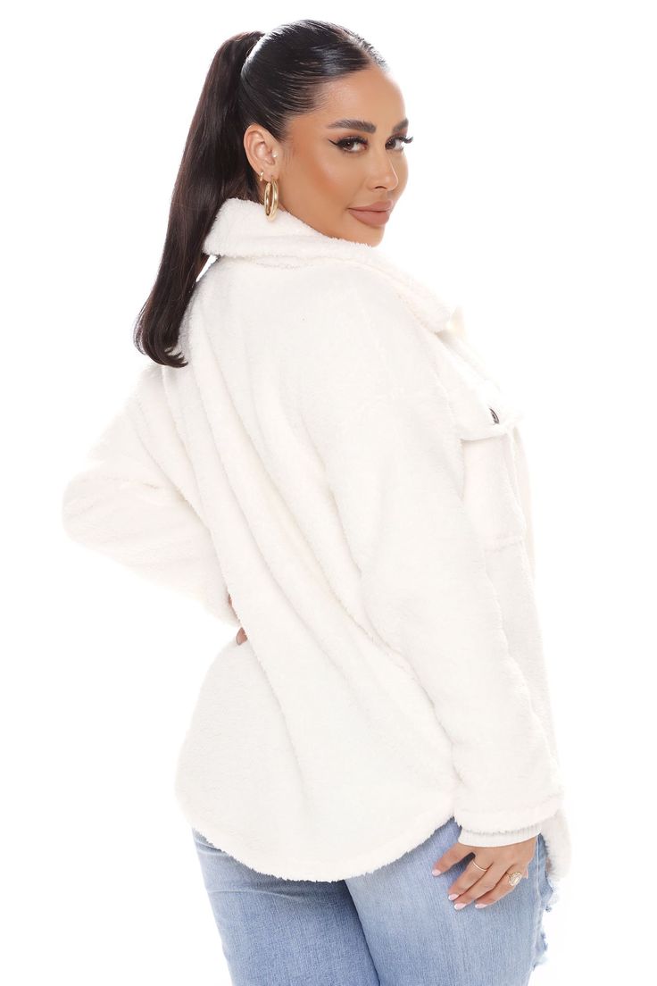 Available In Ivory. Shirt Jacket Long Sleeve Collar Chest Pockets Button Front Sherpa Self: 100% Polyester Lining : 100% Polyester Imported | Feels Like Fall Sherpa Shacket in Ivory size Small by Fashion Nova Sherpa Shacket, Feels Like Fall, Jacket Long, Chest Pocket, Shirt Jacket, Feel Like, Fashion Nova, Bell Sleeve Top, Open Shoulder Tops