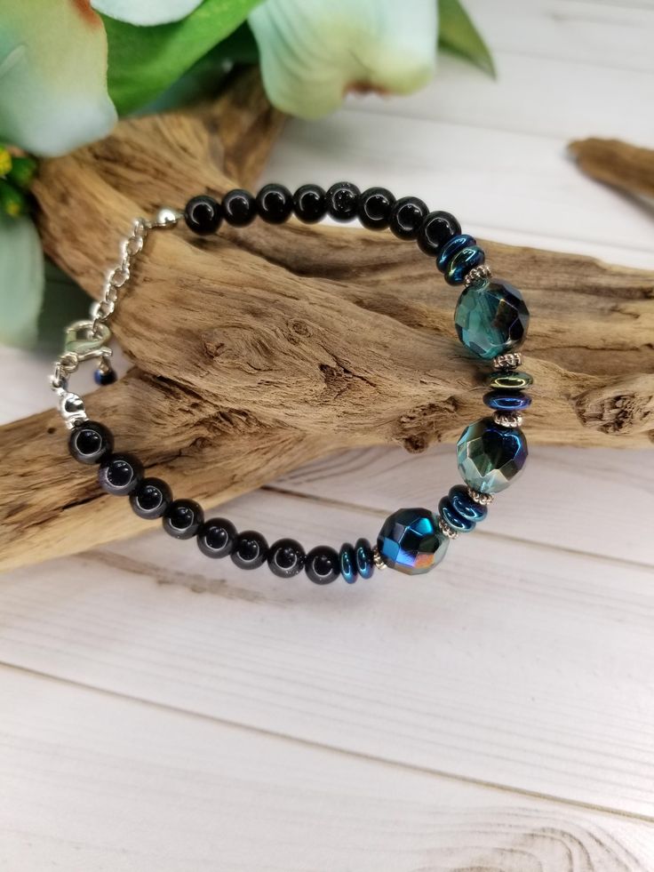 Elegant Blue Goldstone bracelet by KamarniKreationsCo on Etsy Goldstone Bracelet, Nugget Necklace, Blue Goldstone, Jasper Necklace, Cool Necklaces, Teal Blue, Adjustable Bracelet, Handmade Bracelets, Jewelry Bracelets