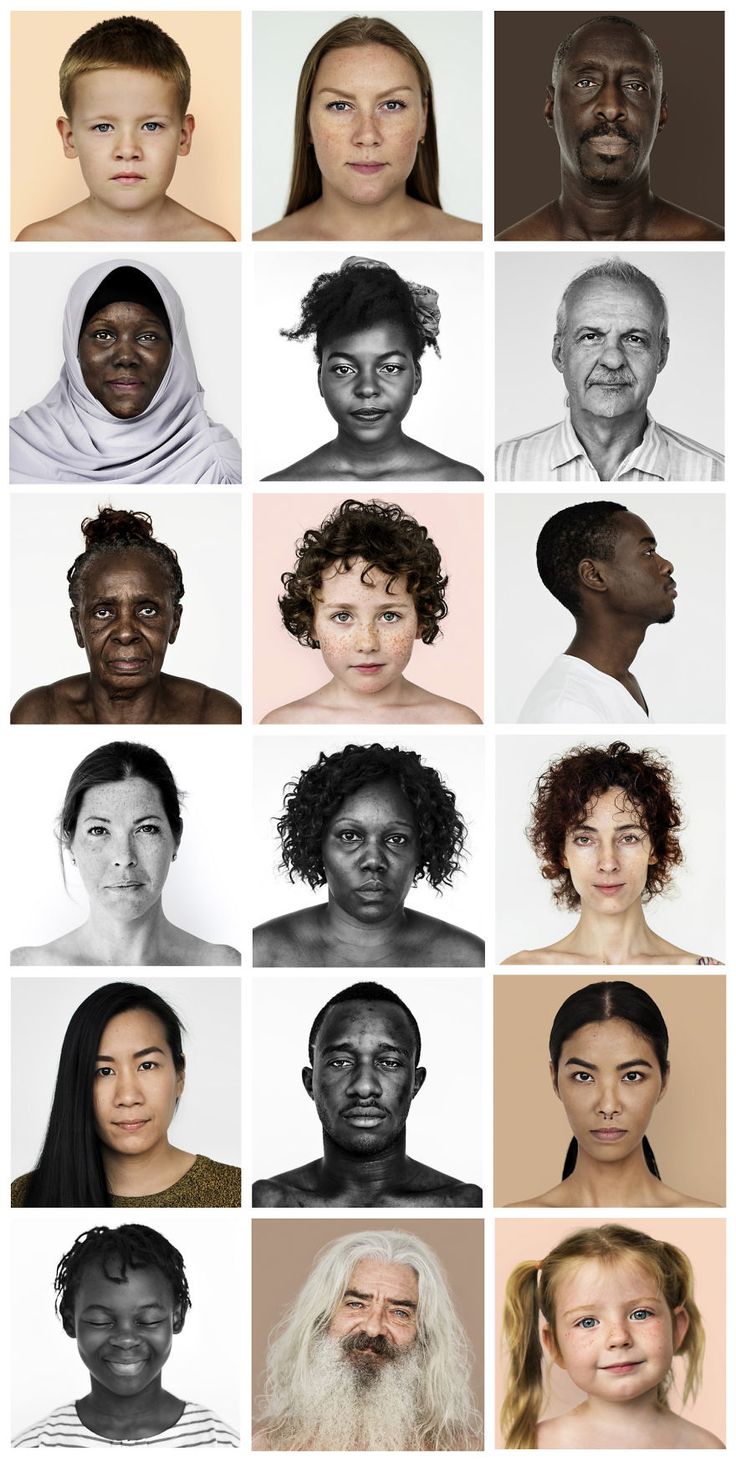 an image of many different people with different facial expressions on their faces and body parts