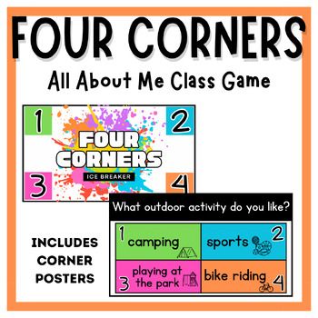 four corners all about me class game for the fourth grade students to practice their writing skills