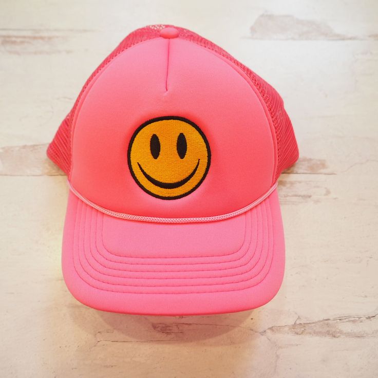 If you are happy and you know it wear your hat. Get one in every color. Free shipping and a free gift with purchase. Fun Pink Cap Style Hat, Fun Spring Brimmed Baseball Cap, Fun Spring Baseball Cap, Fun Snapback Hat With Short Brim For Beach, Cute Brimmed Trucker Hat, Novelty Snapback Hats For Spring, Spring Novelty Snapback Hat, Cute Brimmed Trucker Hat One Size Fits Most, Cute Brimmed Trucker Hat, One Size Fits Most