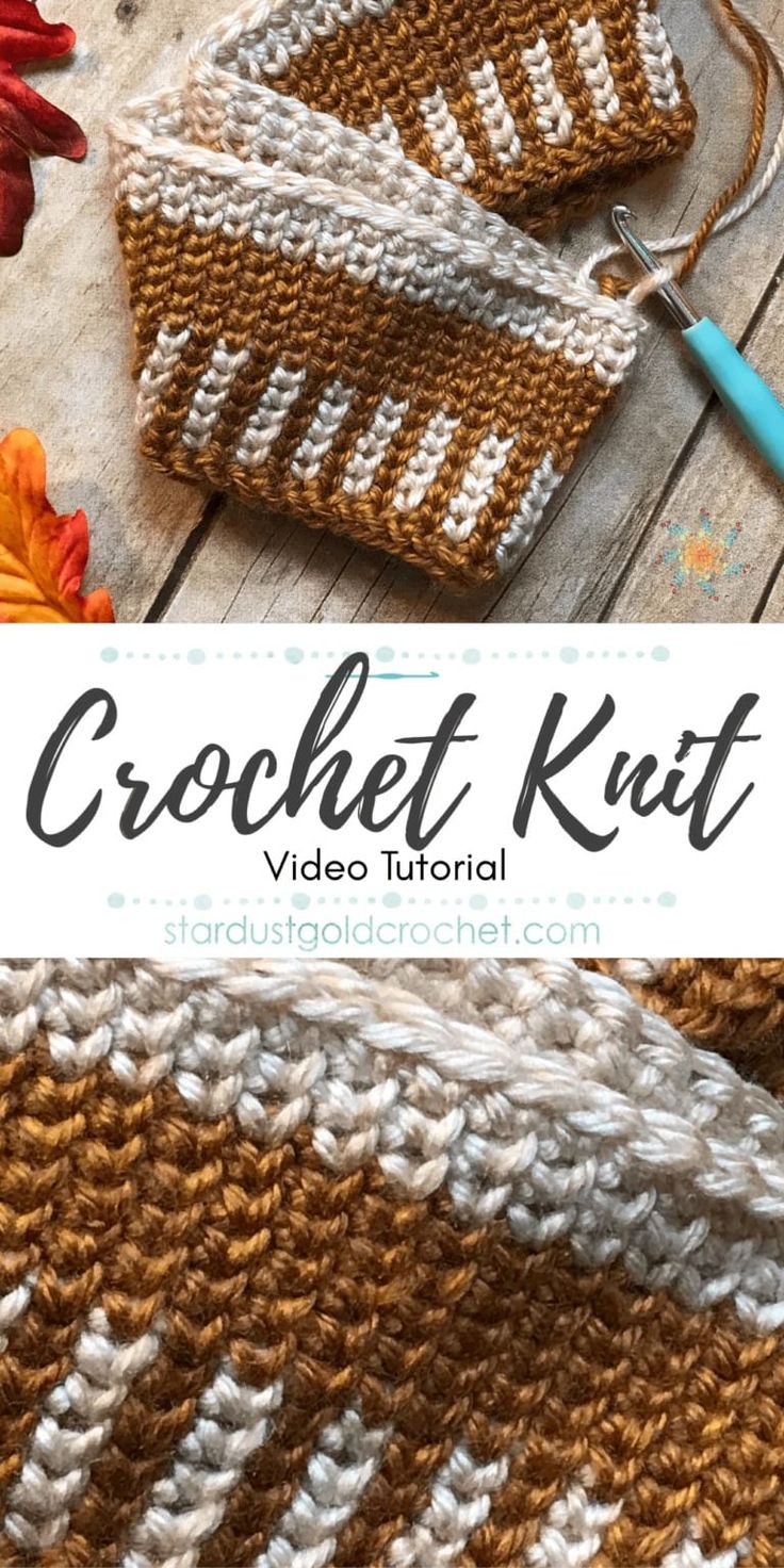 the crochet kit is laying on top of a wooden table next to an orange flower