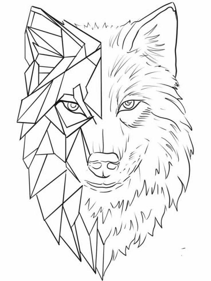 the head of a wolf with geometric shapes