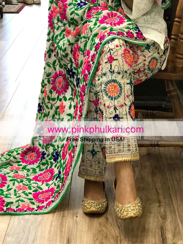 Shop Online in USA Phulkari Dupatta and Pants only at www.PinkPhulkari.com Patiala Suit With Phulkari Dupatta, Phulkari Suit Modern, Fulkari Dupatta Suit, Fulkari Suits Punjabi, Phulkari Dupatta Suits Modern, Punjabi Phulkari Suits, Phulkari Suit Designs, Phulkari Dupatta Suits, Phulkari Punjabi Suits