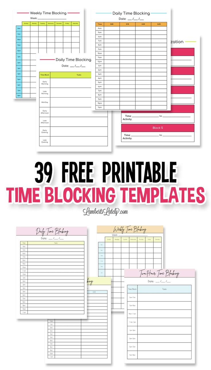 the ultimate printable time blocking templates for your planner, to do list or workbook