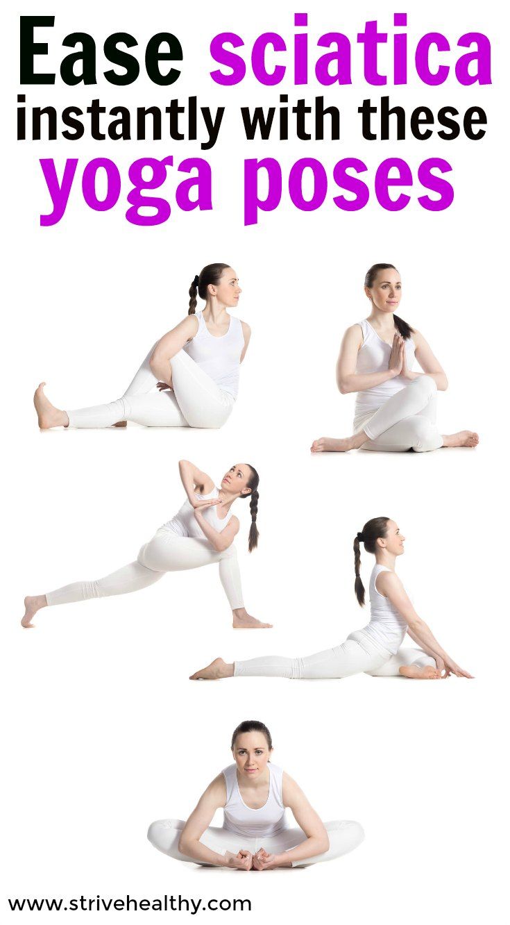 a woman doing yoga poses with the words ease sciatica instantly with these yoga poses