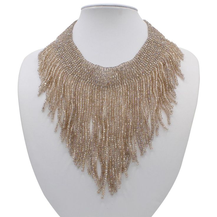 Chiara – MILLIANNA Python Skin, Fringe Necklace, Bib Necklaces, Bib Necklace, Magnetic Closure, Python, Bead Work, Period, Statement Necklace