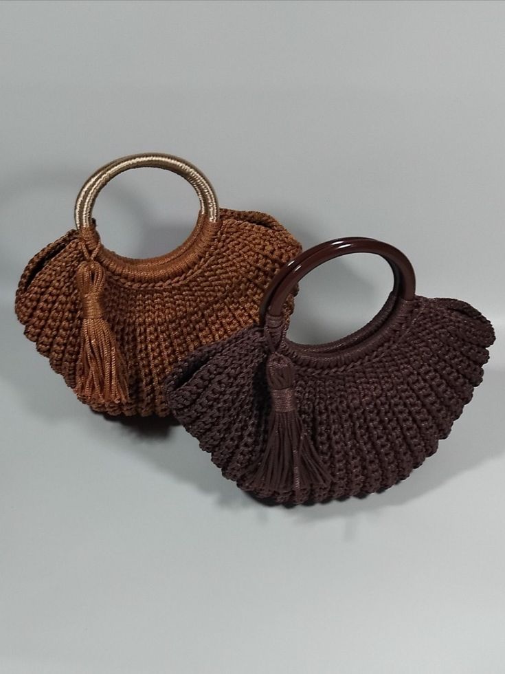 Crochet Purse / Handbag Gift Bag With Removable Pouch And Round Handle, Brown Bag With Removable Pouch And Round Handle, Brown Bags With Leather Handles, Brown Bag With Leather Handles For Fashion, Brown Crochet Bag With Round Handle For Daily Use, Handmade Bag With Round Handle For Daily Use, Brown Bag With Round Handle Gift, Brown Crochet Bag With Round Handles, Handmade Brown Bag With Round Handle