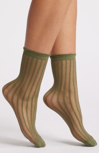 Embrace the airy comfort of soft, lightweight mesh socks textured in tonal stripes. Nylon/spandex Machine wash, tumble dry Imported Comfortable Stretch Green Socks, Comfortable Green Stretch Socks, Trendy Fitted Green Socks, Green Summer Socks, Green Cotton Summer Socks, Fishnet Socks, Mesh Socks, Floral Socks, Green Socks