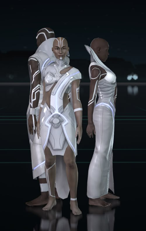 two futuristic people standing next to each other