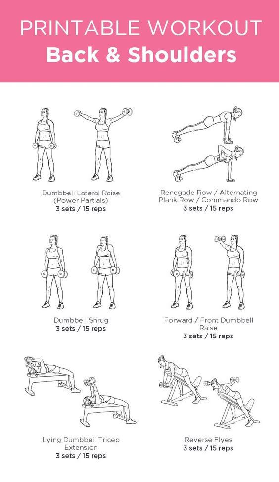 the printable workout guide for back and shoulders