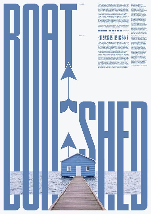 a poster with the words boat shed and an image of a dock on it's side