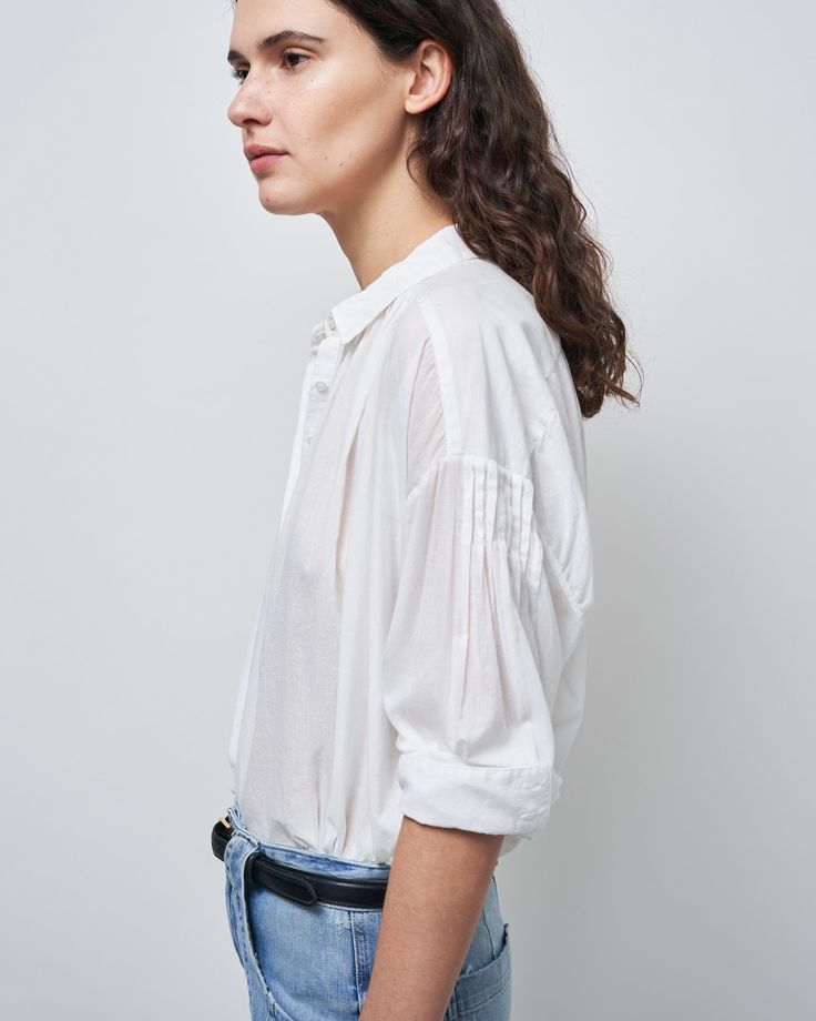 Pleated Sleeves, Nili Lotan, Tunic Shirt, Tunic Blouse, Online Tops, Cotton Top, Casual Elegance, Shirt Top, Cotton Tops