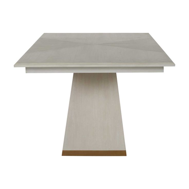 a square table with a wooden base and white marble on the top, against a white background