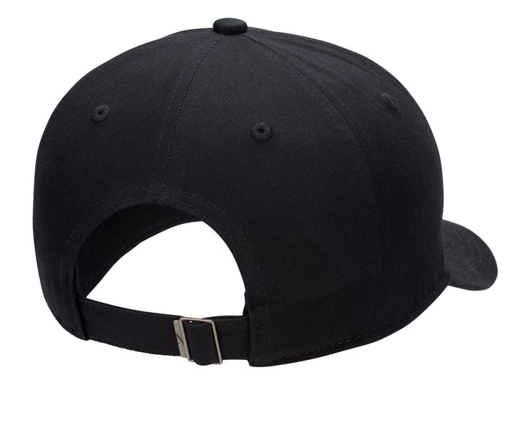 They can take in a game, hang out at the park, or embrace their athleisure style wearing this classic Nike Futura baseball style cap. The adjustable metal buckle gives them a secure fit, while the embroidered Nike branding detail is offset to the side for low profile style. Cotton and polyester mix, Adjustable rear strap with metal buckle, Approx. 2 3/4 inch curved bill, Smooth fabric interior sweat band, Classic baseball cap style, One size fits most, Nike® branding details | Nike Youth Futura Nike Black Curved Brim Baseball Cap, Nike Baseball Cap Snapback, Nike Adjustable Snapback Baseball Cap, Nike Adjustable Six-panel Baseball Cap, Nike Cotton Baseball Cap For Sports, Nike Black Baseball Cap For Outdoor, Adjustable Nike Baseball Cap, Nike Adjustable Dad Hat For Streetwear, Nike Adjustable Dad Hat With Curved Brim