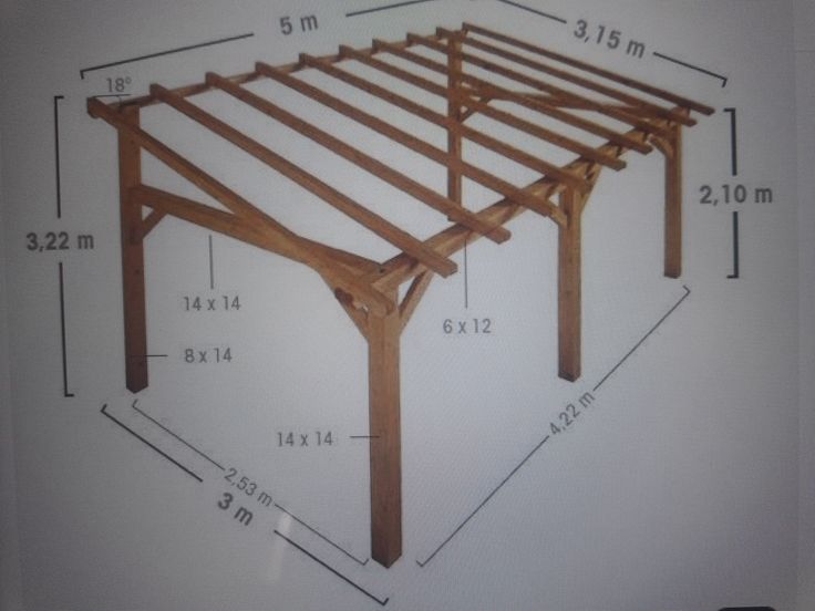 an image of a wooden structure with measurements