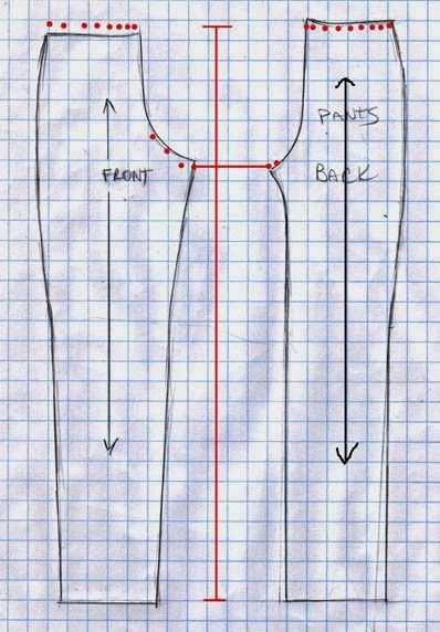 a drawing of a dress pattern with measurements for the waist and back, as well as an