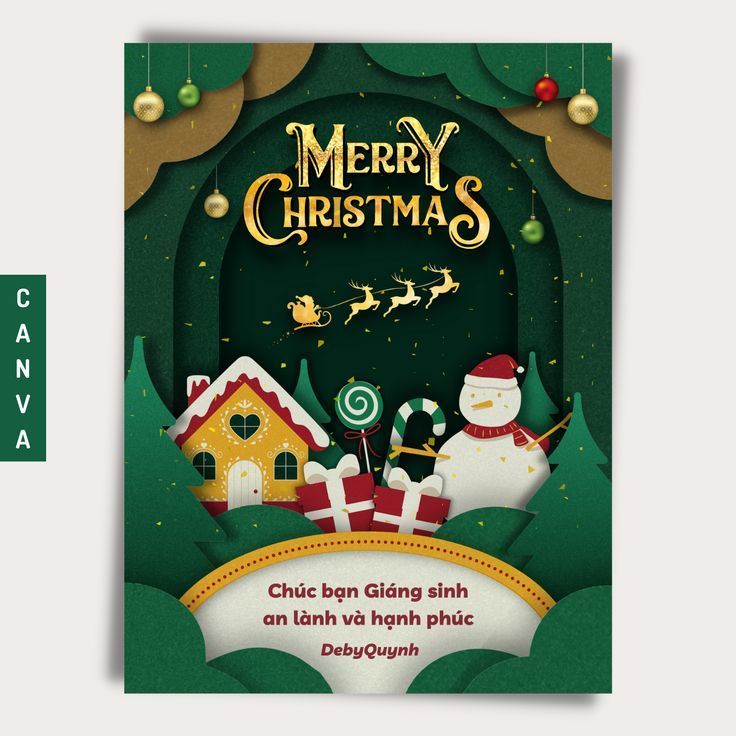 a christmas card with santa claus and snowmen