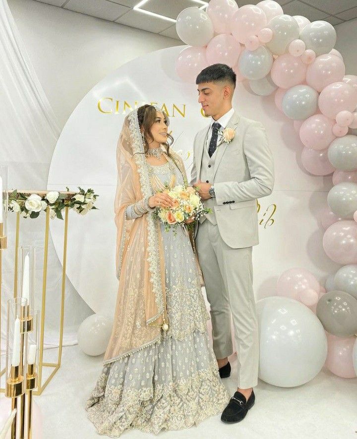 Engagement inspo couple | Nikah dresses ideas Muslim Engagement Dress, Baby Blue Wedding Dresses, Nikah Bride, Nikah Dresses, Nikkah Outfit, Engagement Dress For Bride, Nikah Outfit, Muslim Wedding Photography, Nikah Dress