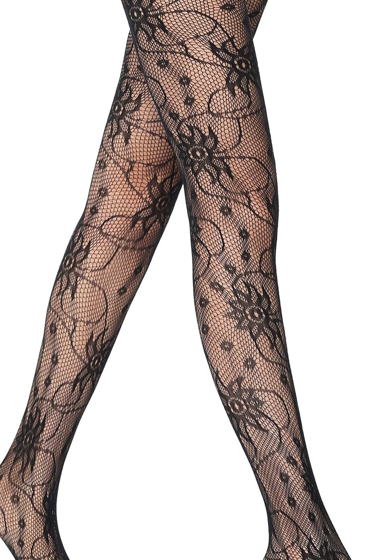 Spruce up your style with these dreamy fishnet tights brimming with lively floral detailing. Polyamide/elastane Hand wash, line dry Imported Spring Lace Stretch Tights, Sheer Lace Stretch Tights, Spring Sheer Stretch Stockings, Spring Fitted Lace Hosiery, Spring Sheer Thigh High Tights, Spring Lace Tights, Spring Lace Legwear With Stretch, Spring Lace Stretch Legwear, Fitted Mesh Summer Tights