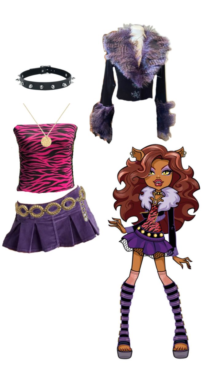 Monsterhigh Halloween Costume Group, Claudine Halloween Costume, Monster High Rave Outfit, Monsters High Costume, Clawdeen Costume Ideas, Clawdeen Monster High Costume, Monster High Costumes Halloween, Claudine Monster High Costume, Monster High Characters Halloween