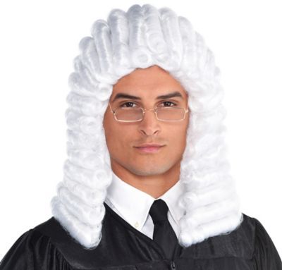 Judge Wig | Party City Judge Wig, Judge Costume, Funny Wigs, Fancy Dress Wigs, Bald Men With Beards, Peer Gynt, Shoulder Length Curly Hair, Mens Hairstyles With Beard, Bald With Beard