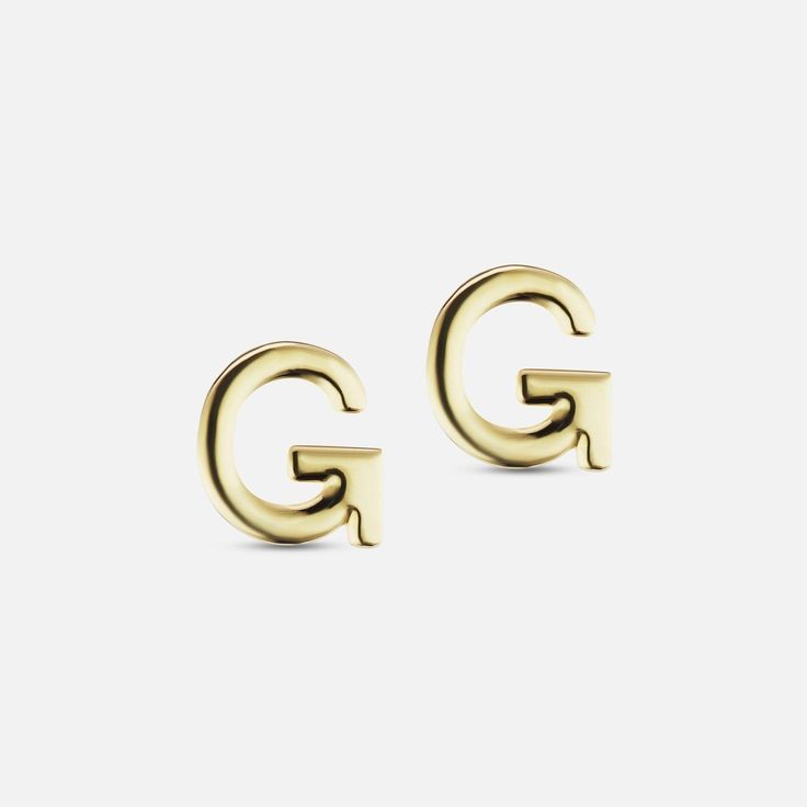 The Gold Initial Earring - At Present Jewelry Staples, Initial Earrings, Gold Initial, Gold Gilding, A Letter, Something Special, The Gold, Initials, White Gold