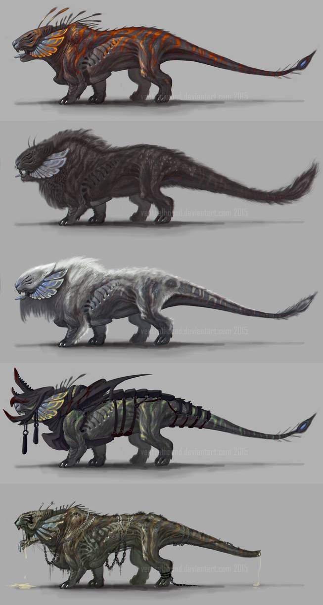 four different types of godzillas are shown in this image