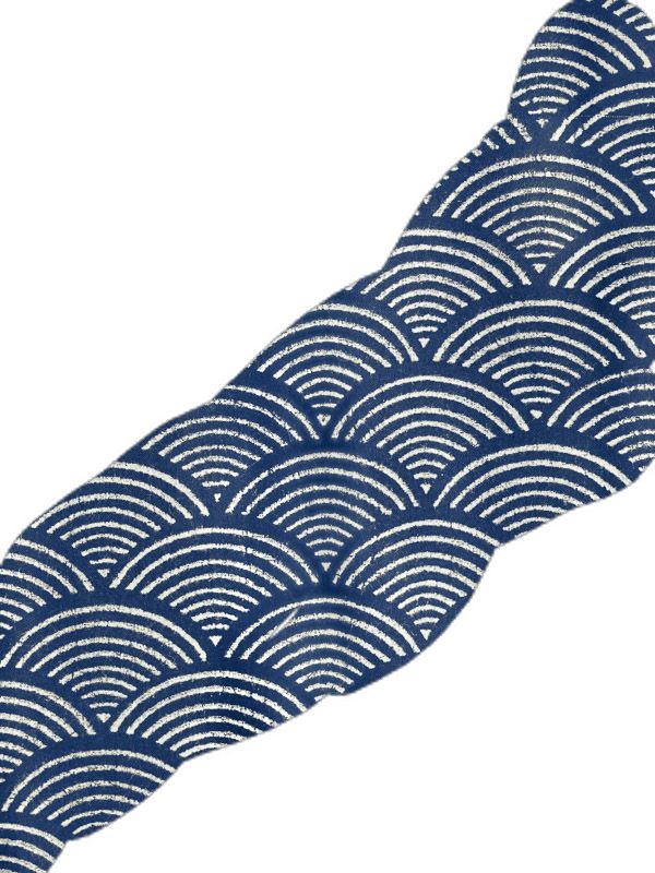 an image of a blue and white pattern on a piece of cloth that looks like waves