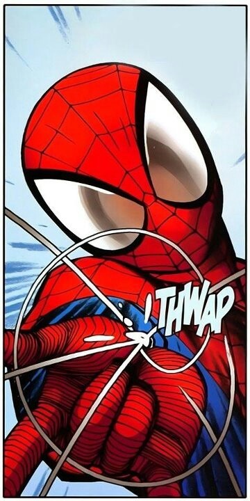 a spider - man with the word thwap on it's face and hands