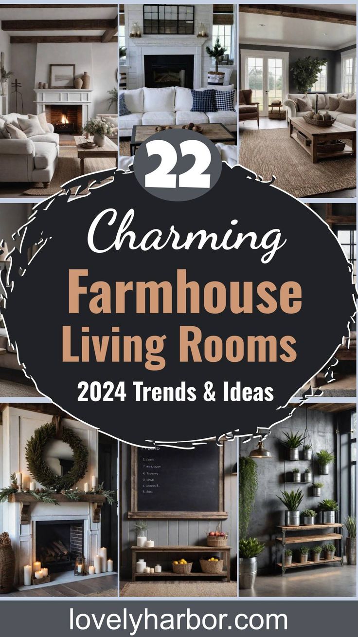 25 Charming Farmhouse Living Room Ideas For 2024 Small Living Room Ideas Farmhouse Style, Diy Home Decor Rustic Living Room Interior Design Farmhouse Style, Contemporary Farmhouse Decor Living Room, Tree Themed Living Room, Farmhouse Rooms Ideas, Modern Farm Decor Ideas, Rustic Star Decor Living Room, Country Chic Farmhouse Decor, Farmhouse Living Room Window Decor