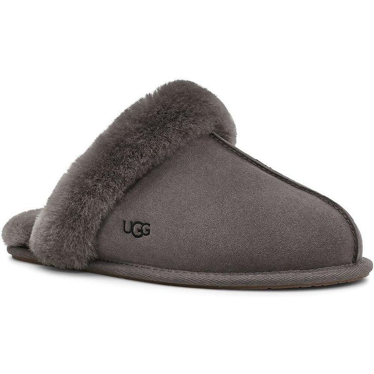 Ugg Women's Scuffette II Slipper Features: Featuring a fluffy collar, this essential house slipper is cast in soft suede and our signature sheepskin. Finished with a molded rubber sole, it pairs with our cozy robes or matching cashmere sets for maximal leisure. Item #1106872 Fluff It Ugg Sleepers, Uggs Slippers Disquette, Ugg Fluffita Slippers, Scuffette Ugg Slippers, Funkette Ugg Slippers, Cozy Robes, Mall Stores, House Slippers, Real Fur