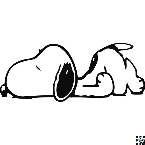 a black and white drawing of a dog laying on the ground with its head down