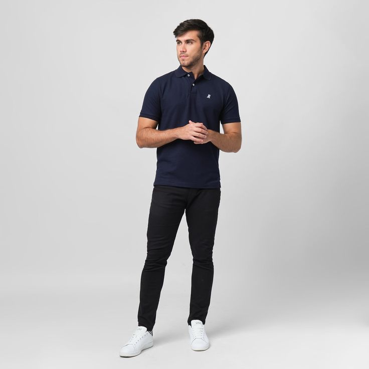 Our versatile classic polos are made with 100% pima cotton. They are perfect as office attire or leisurewear providing you a sophisticated look. Made in Peru100% Pima CottonWhite Embroidered James Bark LogoRibbed Finishes Polo Classic, Office Attire, Cotton Polo, Mens Crew Neck, Caps For Women, Navy Color, Luxury Fabrics, Navy White, Style Icon