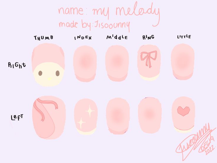 Simple My Melody Nails, My Melody Gel Nails, Sanrio Nail Designs Simple, Nail Designs My Melody, My Melody Short Nails, Sanrio Nails Acrylic Simple, My Melody Inspired Nails, Sanrio Nail Art Simple, Nail Designs Sanrio