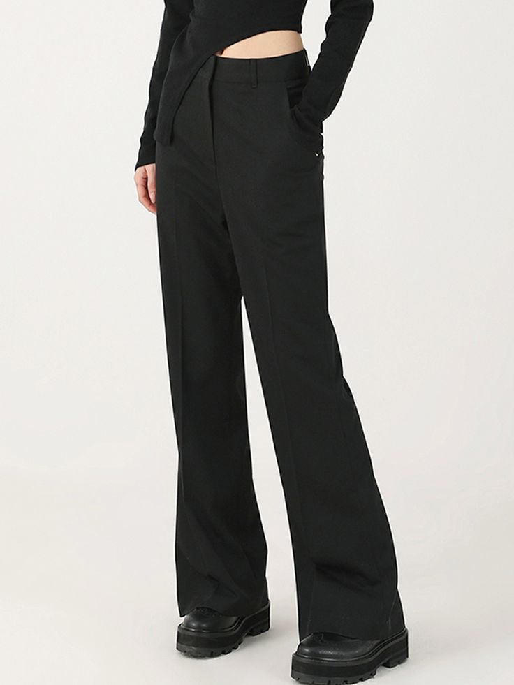 Editor’s notesThis is AVANDRESS’s clean and neat boot-cut slacks pants with a basic design that allows versatile styling for any look. The boot-cut style adds a touch of femininity to the outfit, and the design and material contribute to a more formal look.- You can mix and match these pants with various styles of tops for versatile styling- It's suitable for both formal and daily wear- Depending on your style, it can be worn throughout the seasons- Side pockets have been added for increased pra Addison Aesthetic, Boot Cut Pants, Fashionable Work Outfit, Slacks Pants, Slack Pants, Black Slacks, Basic Design, Clothes Shop, Formal Looks