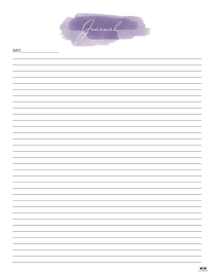 a purple lined paper with the word journal written in cursive writing