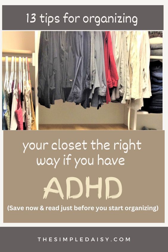 The best way to organize your clothing and closet if you have ADHD. 13 tips to help you make everything in your closet super easy to find and easy to put away. Create an orderly and ADHD-friendly, and user-friendly closet with these tips. Finally, get your closet organized for good. Avoid getting overwhelmed every time you try to organize your closet. Teen Closet, Shirt Organization, Closet Organized, How To Organize Your Closet, Best Closet Organization, Declutter Closet, Closet Clutter, Tips For Organizing, Closet Hacks