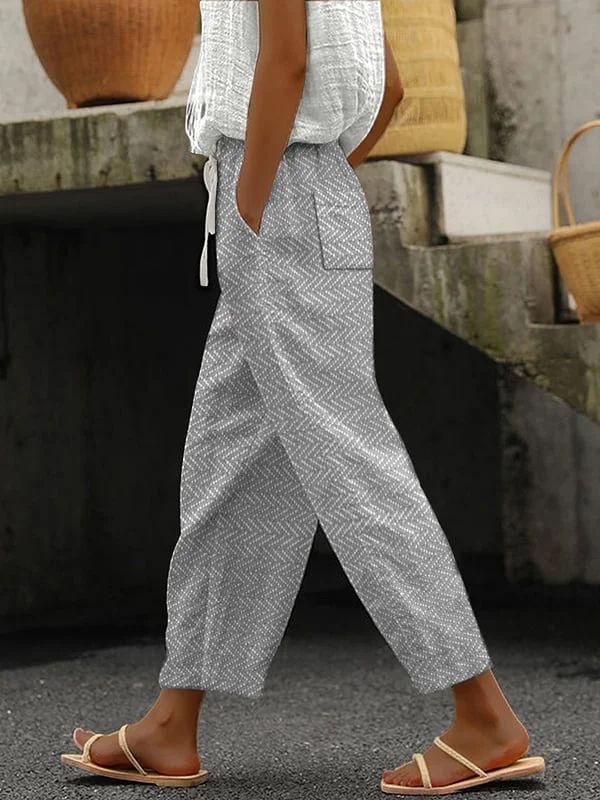 Women's Retro Herringbone Print Loose Casual Pants Womens Linen Pants, Casual Linen Pants, Casual Summer Outfits For Women, Beach Lounge, Pants High Waisted, Printed Wide Leg Pants, Linen Pants Women, Women Pants Casual, Drawstring Pants